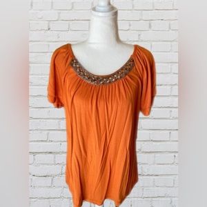 NOTATIONS size L Top in pumpkin Orange
perfect fall colors NEW WITH TAGS
